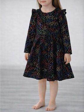 Pippa & Julie Black Long-Sleeve Dress with Rainbow Sequin Dots